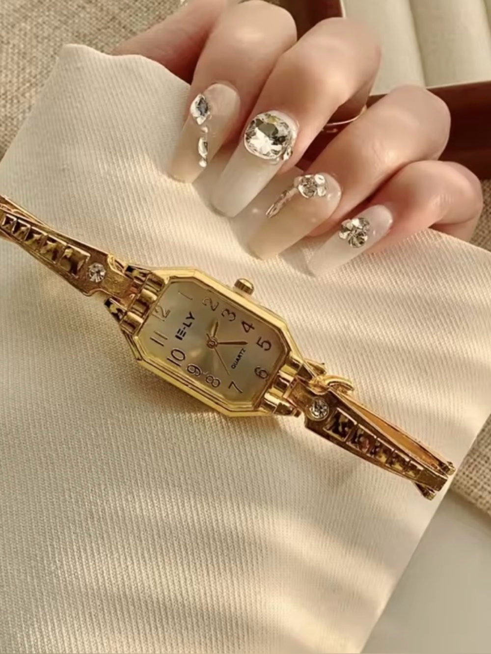Gold Women's Bracelet Watch with Octagonal Dial